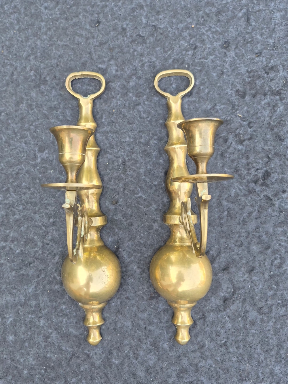 Brass Wall Sconce Candle Holders - Pair